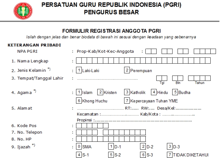 Pendaftaran PGRI Sambas - Persatuan Guru Republik Indonesia Cabang Sambas